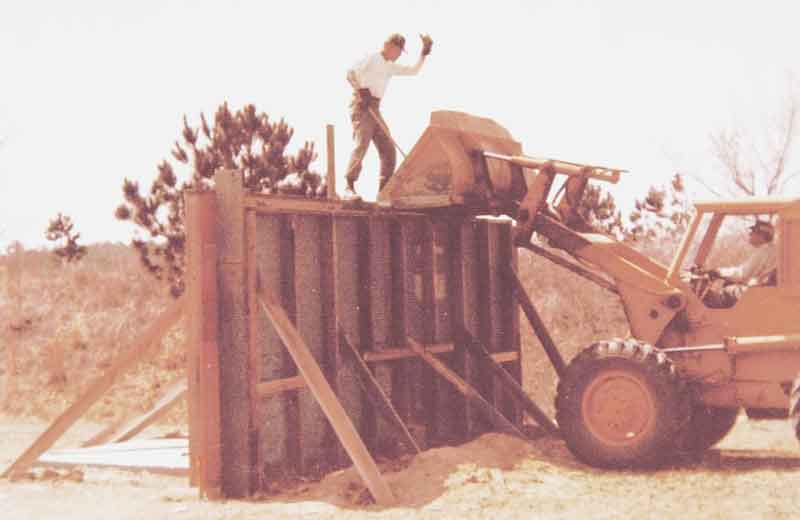 Pouring the concrete walls.